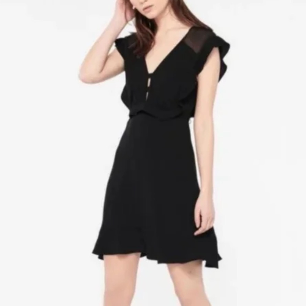 Sandro Paris Black Ruched Sheath Dress Size 3
